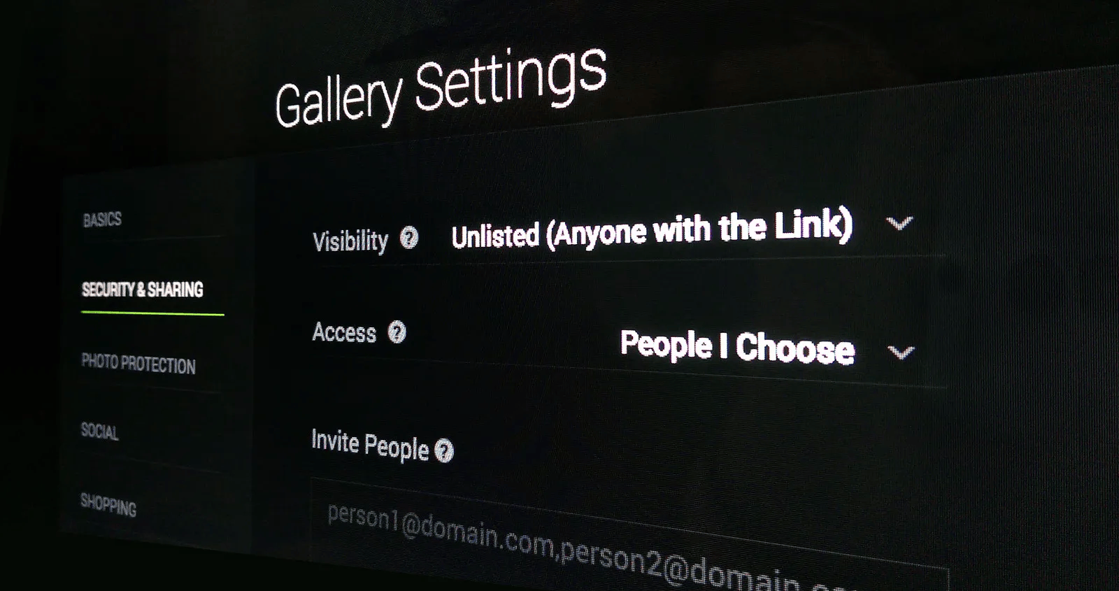 Private Sharing (Access Control) Feature, SmugMug